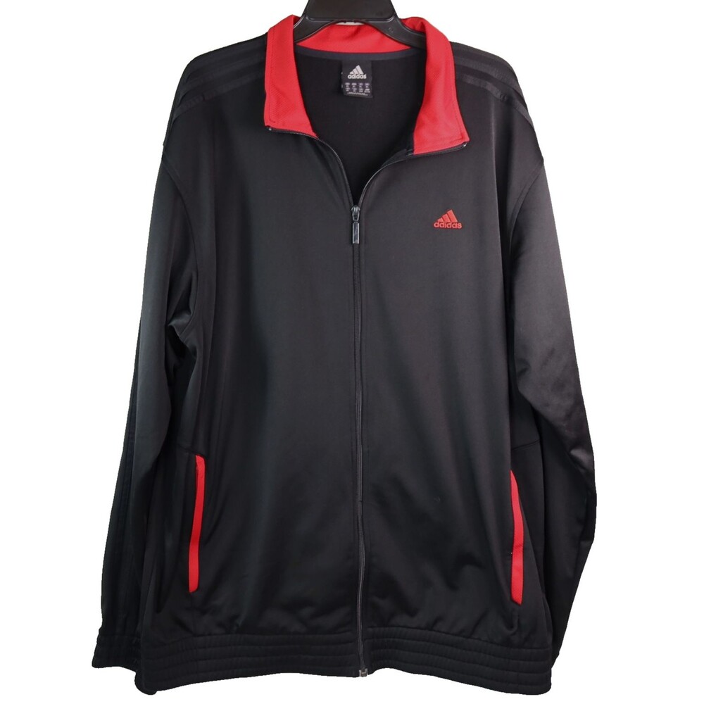 NWOT Adidas Firebird Track Jacket Men's Size XL Black with Red Trim Full Zipper